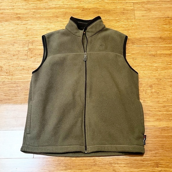 Timberland Army Green Full Zip Polartec Fleece Vest with Pockets. Men's Medium - Picture 2 of 15